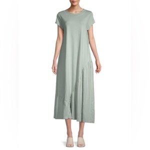 STITCHDROP Sanibel Cotton T-shirt Midi Dress. Mint-sage. Size: Small